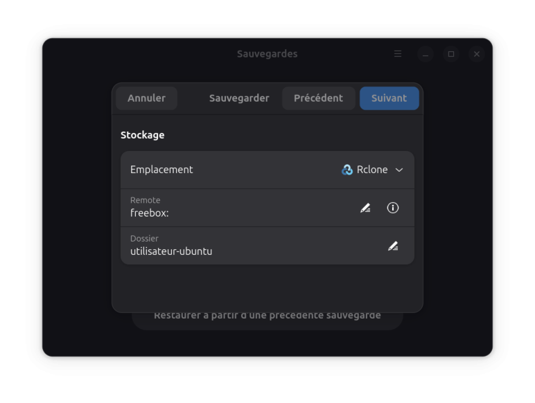 Sauvegarde vers rclone
