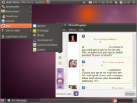Capture d'écran d'Ubuntu 10.10, affichant Gwibber, le client de réseaux sociaux