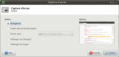 Fenêtre pour la capture d'écran sous Xubuntu 16.04 (cliquer pour agrandir)